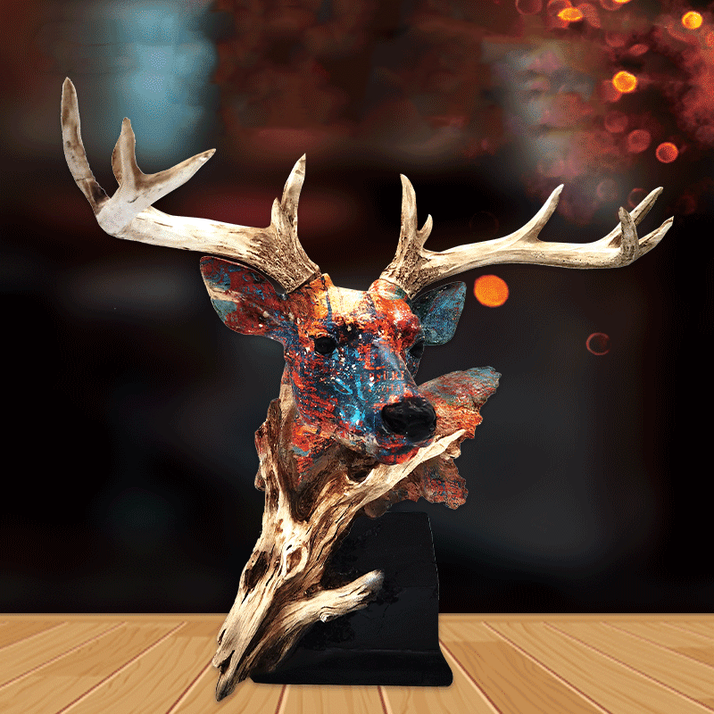 Nordic Style Resin Deer Head Decorative Ornaments - Elegant Home Decor