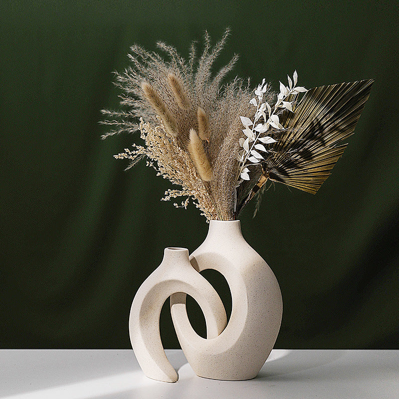 Nordic white ceramic vase, Ins style creative ornaments