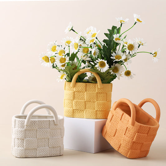 Creative ceramic handbag vase