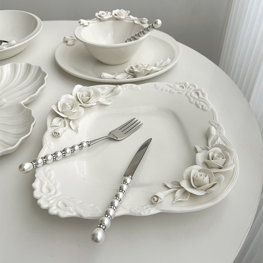 Exquisite Handcrafted Embossed Ceramic Dessert Plate: The Perfect Personalized Gift