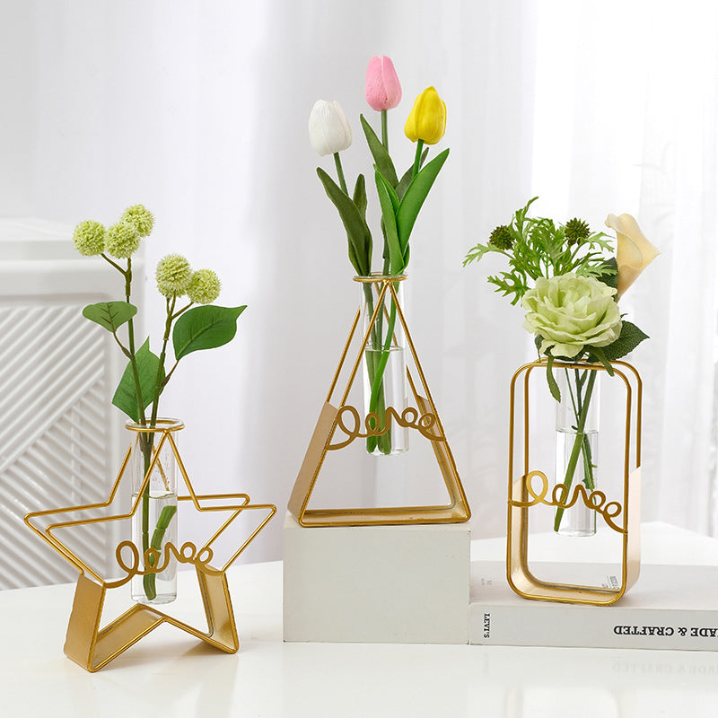 Simple metal decorative test tube hydroponic vase