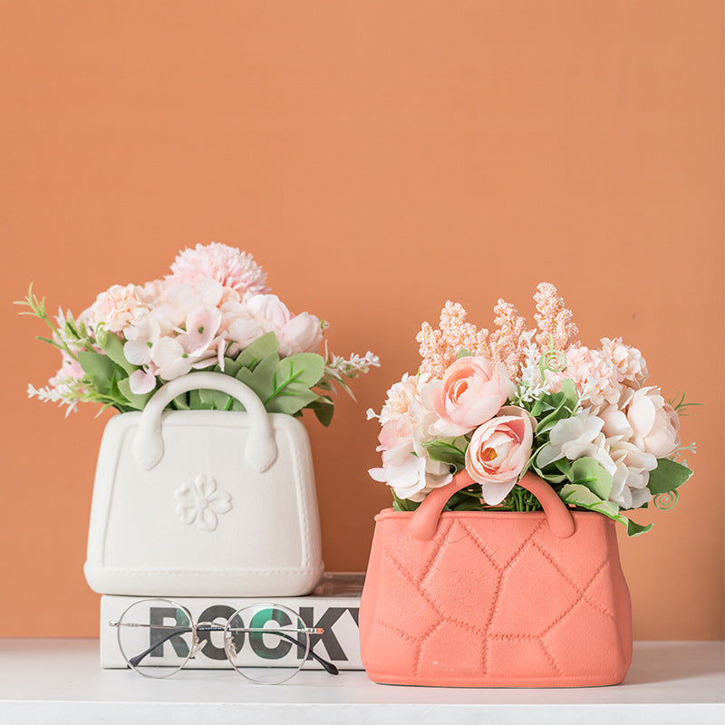 Creative ceramic handbag vase