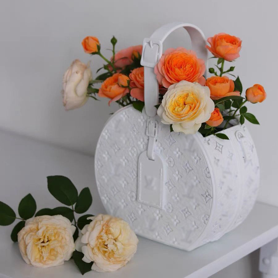 Minimalist White Handbag Vase for Home Decor