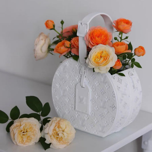 Minimalist White Handbag Vase for Home Decor