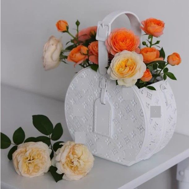 Minimalist White Handbag Vase for Home Decor