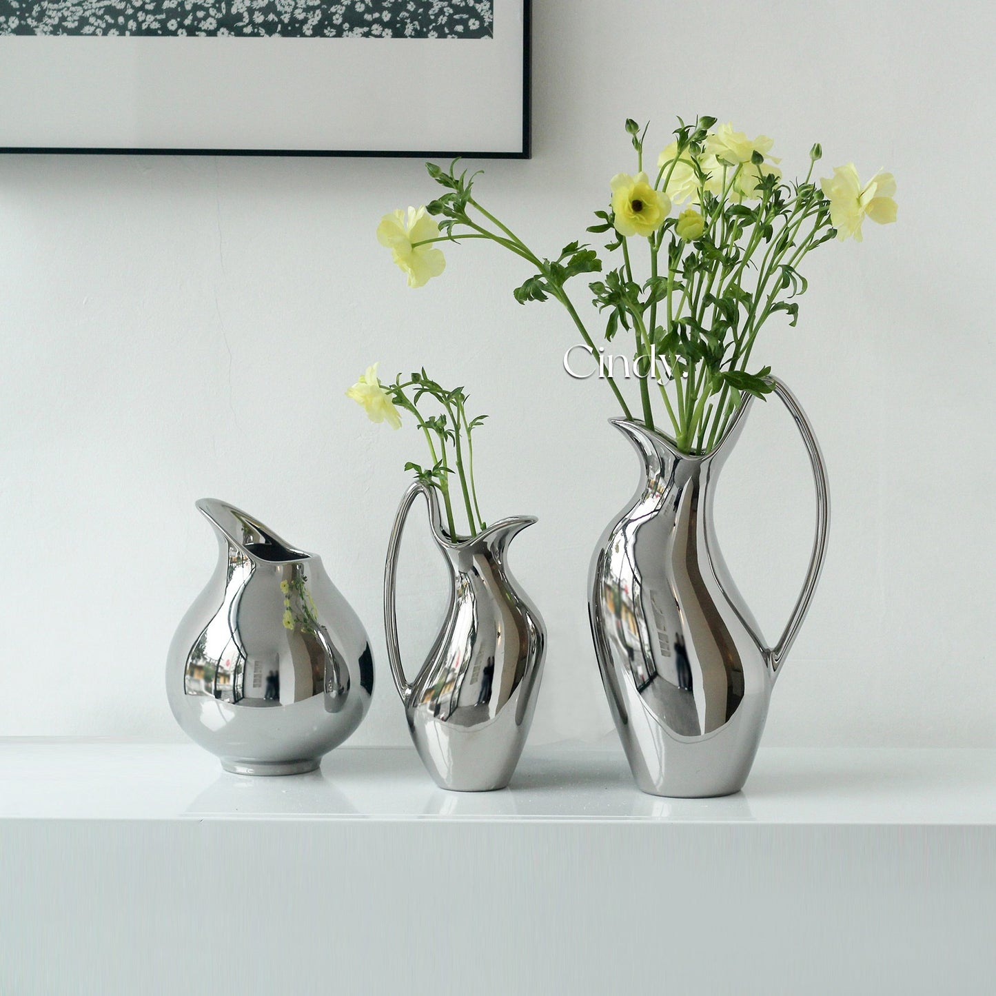 Modern Silver Ceramic Vase for Home Decor