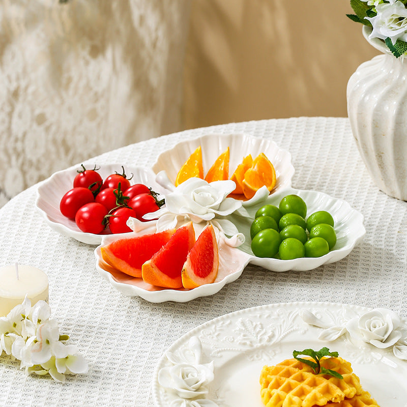 Exquisite Handcrafted Embossed Rose Ceramic Platter: The Perfect Personalized Gift