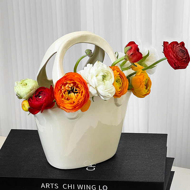 Ins style high value basket ceramic vase