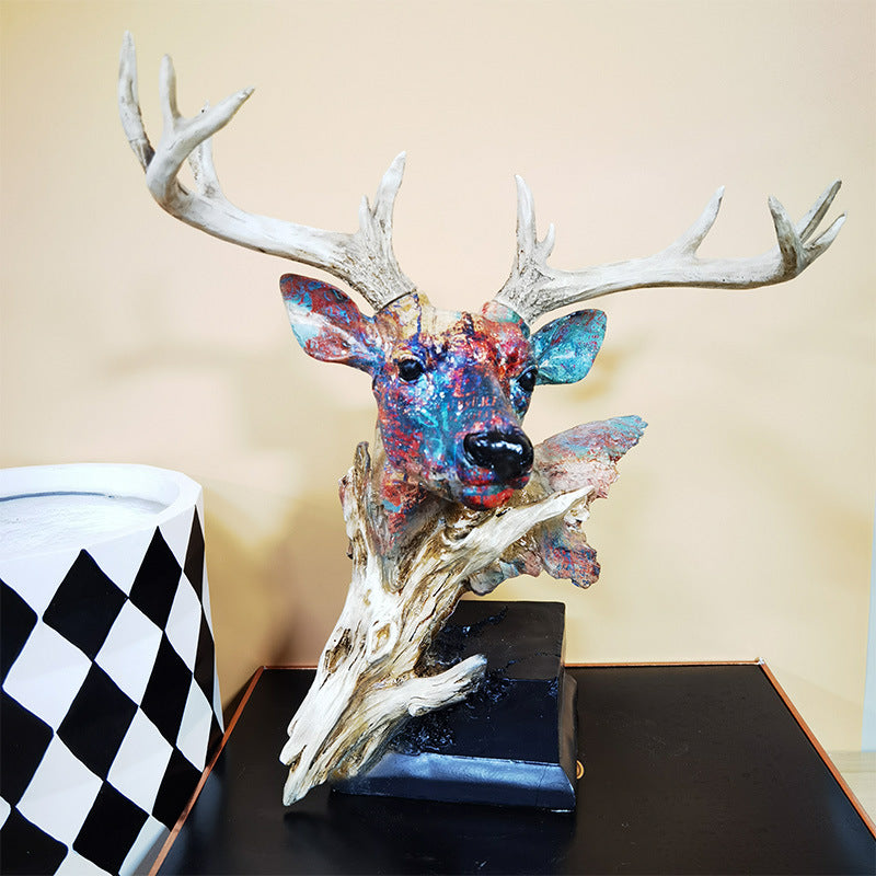 Nordic Style Resin Deer Head Decorative Ornaments - Elegant Home Decor