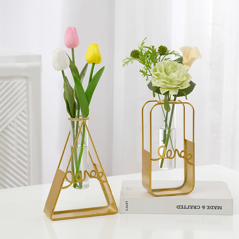 Simple metal decorative test tube hydroponic vase