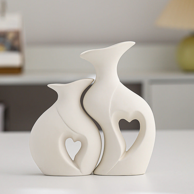 Simple and elegant white double-layer vase