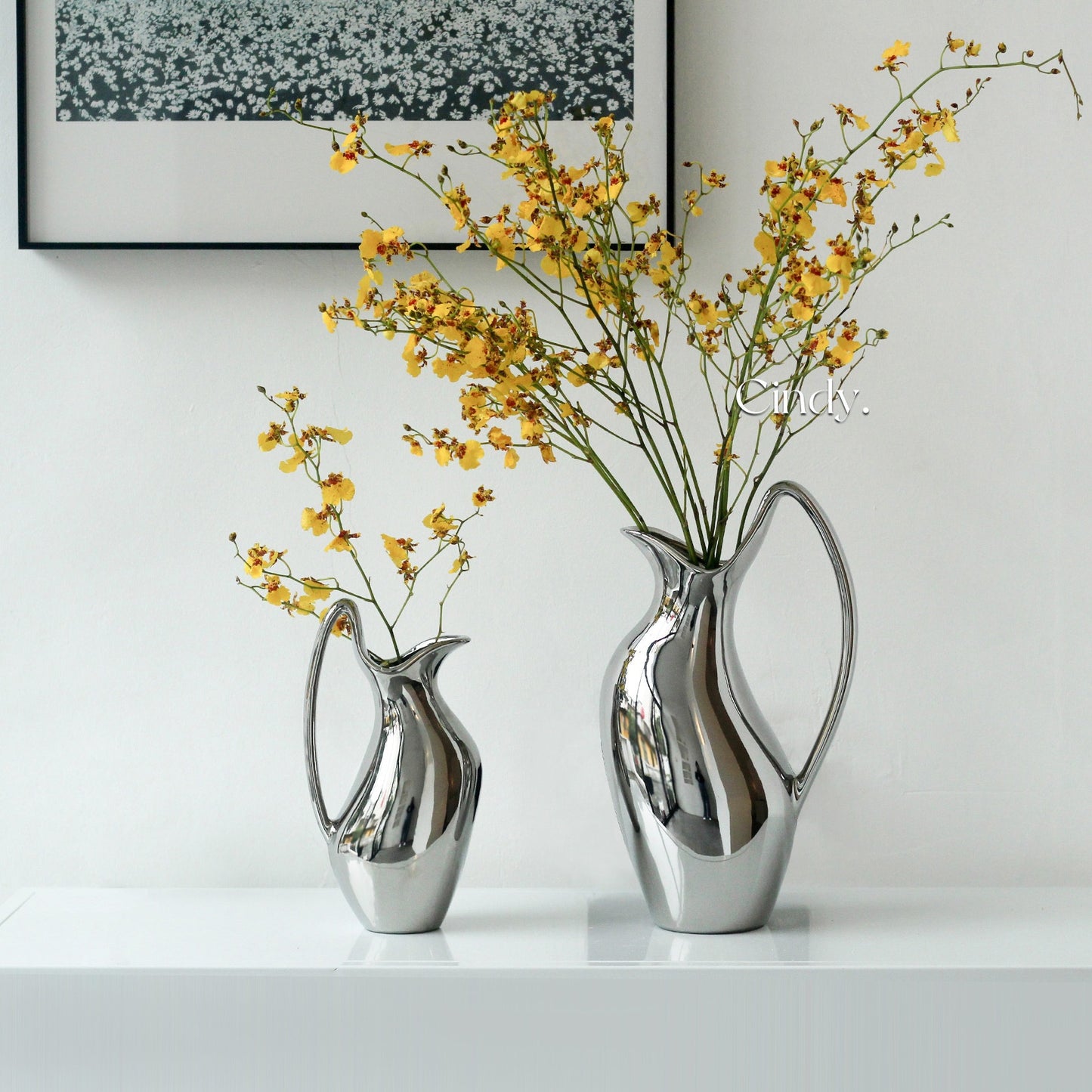 Modern Silver Ceramic Vase for Home Decor