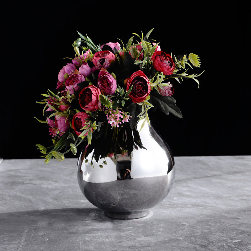 Modern Silver Ceramic Vase for Home Decor