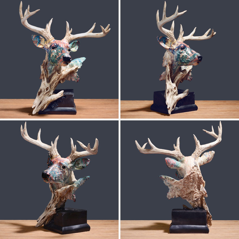 Nordic Style Resin Deer Head Decorative Ornaments - Elegant Home Decor