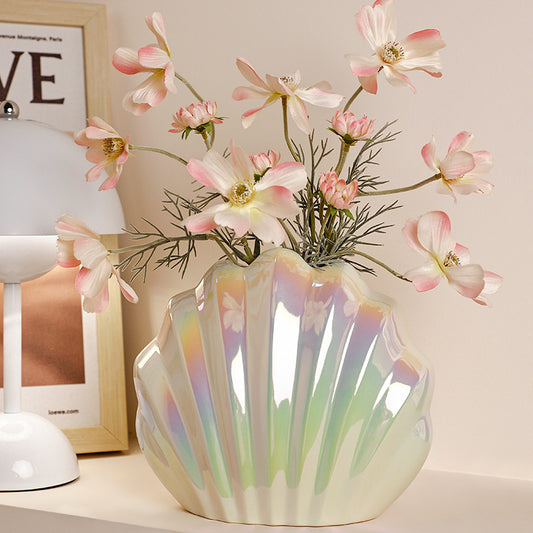 Ins-style Shell Ceramic Vase Light Luxury Ornaments