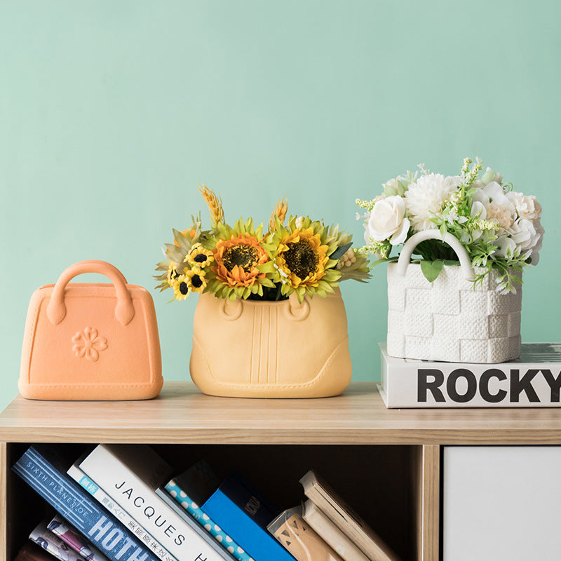 Creative ceramic handbag vase