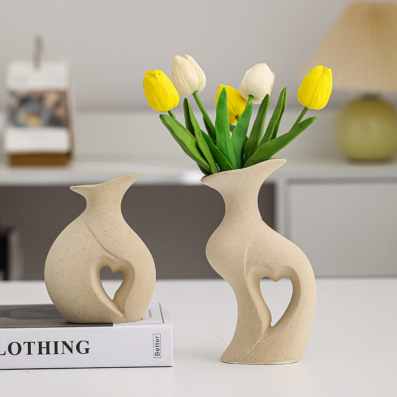 Simple and elegant white double-layer vase