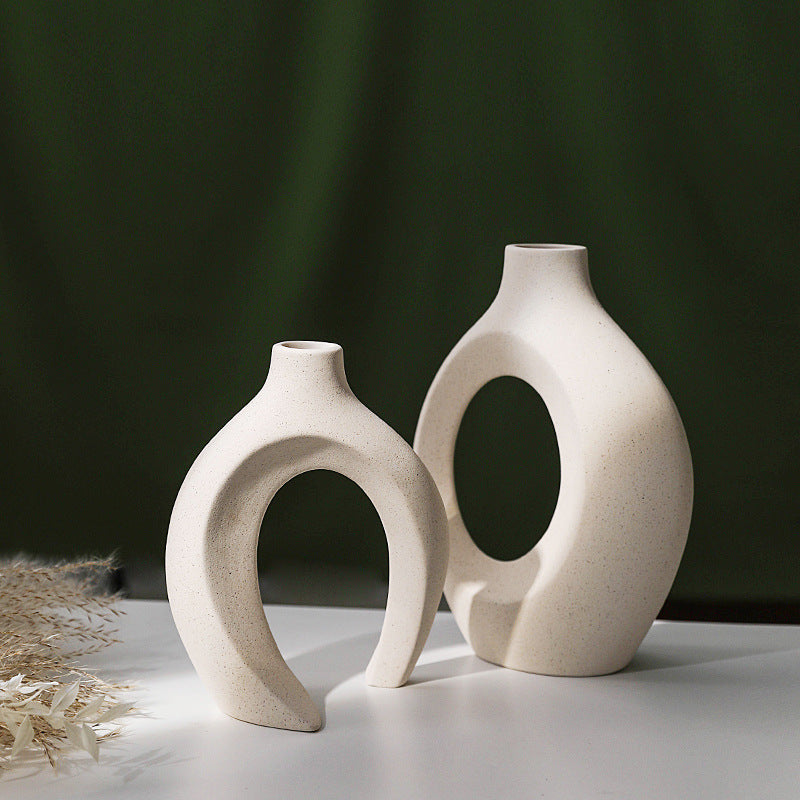 Nordic white ceramic vase, Ins style creative ornaments