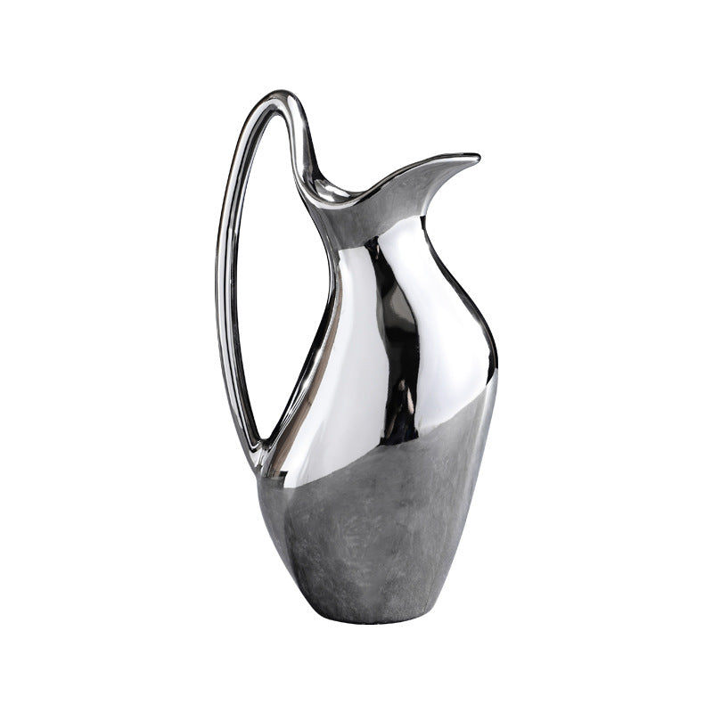 Modern Silver Ceramic Vase for Home Decor