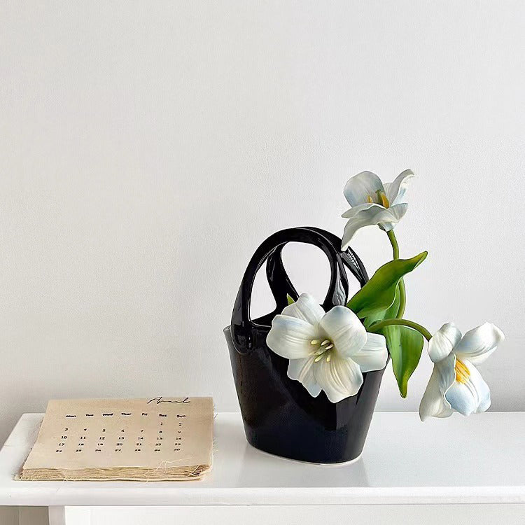 Ins style high value basket ceramic vase