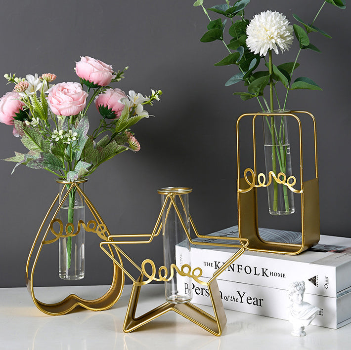 Simple metal decorative test tube hydroponic vase