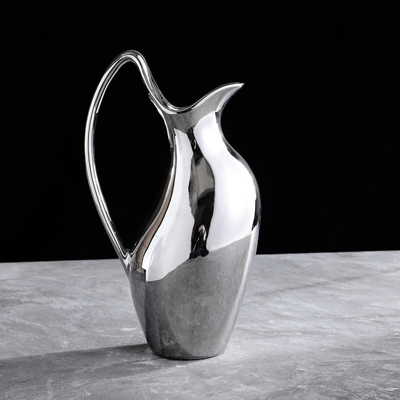 Modern Silver Ceramic Vase for Home Decor