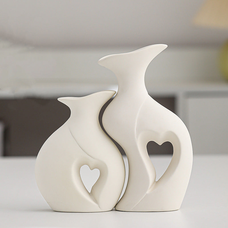 Simple and elegant white double-layer vase