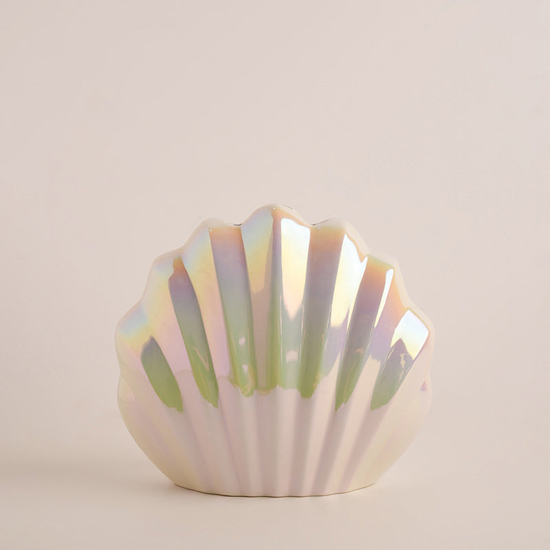 Ins-style Shell Ceramic Vase Light Luxury Ornaments