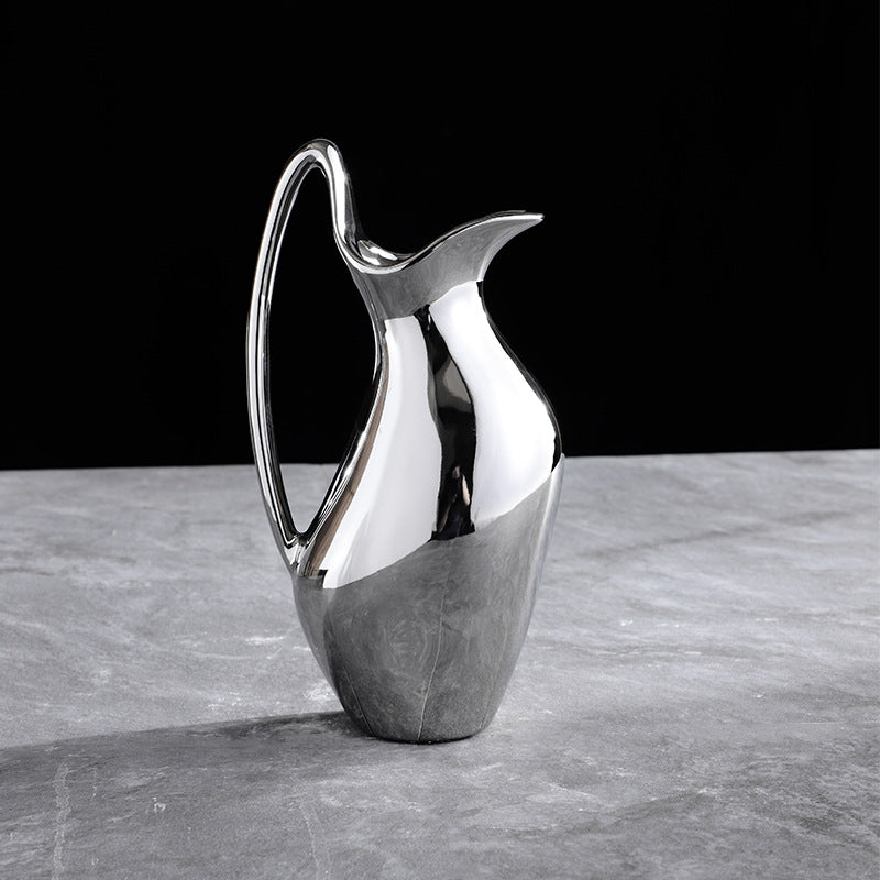 Modern Silver Ceramic Vase for Home Decor