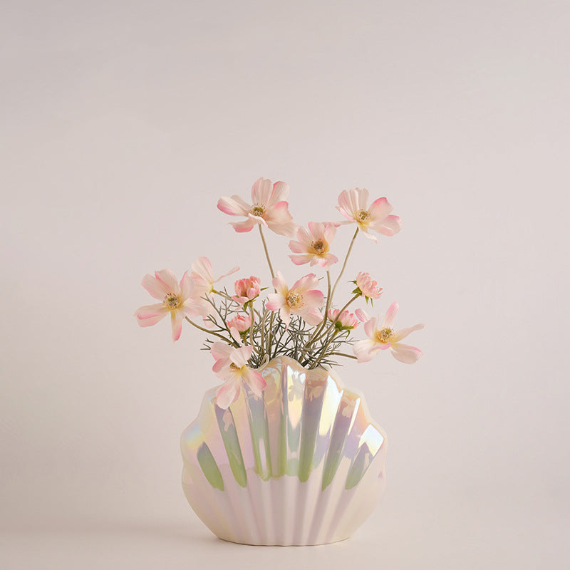 Ins-style Shell Ceramic Vase Light Luxury Ornaments