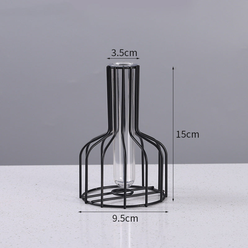 Small wine bottle creative simple hollow iron vase ornaments