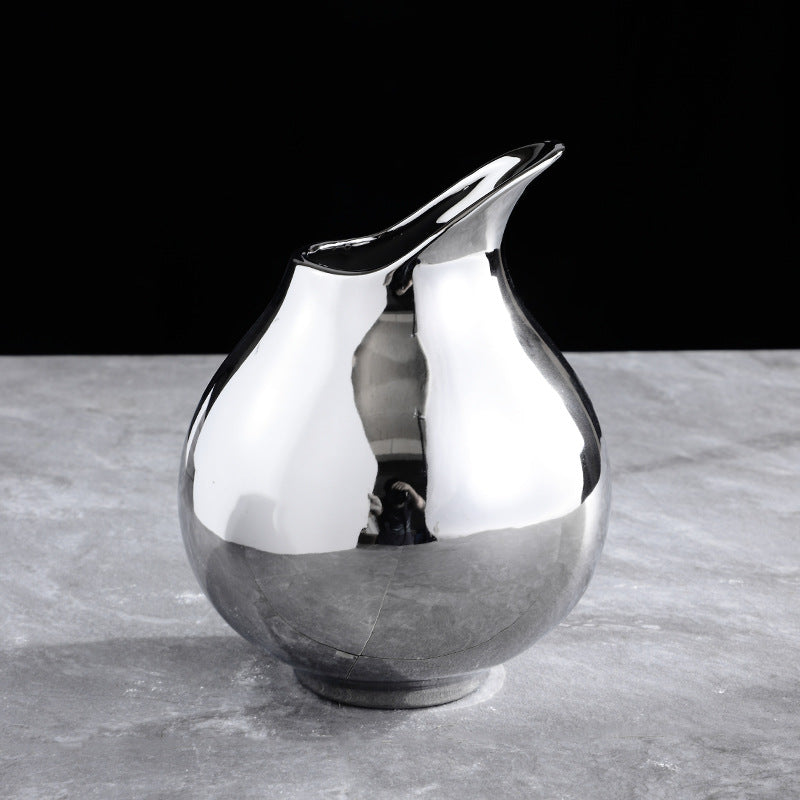 Modern Silver Ceramic Vase for Home Decor