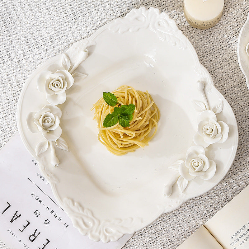 Exquisite Handcrafted Embossed Ceramic Dessert Plate: The Perfect Personalized Gift