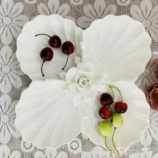 Exquisite Handcrafted Embossed Ceramic Sectional Fruit Platter: The Perfect Personalized Gift