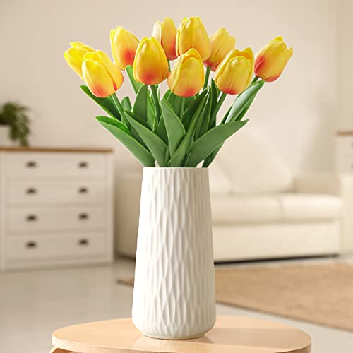 White Ceramic Vase - Modern Art Textured Vase for Home Decoration