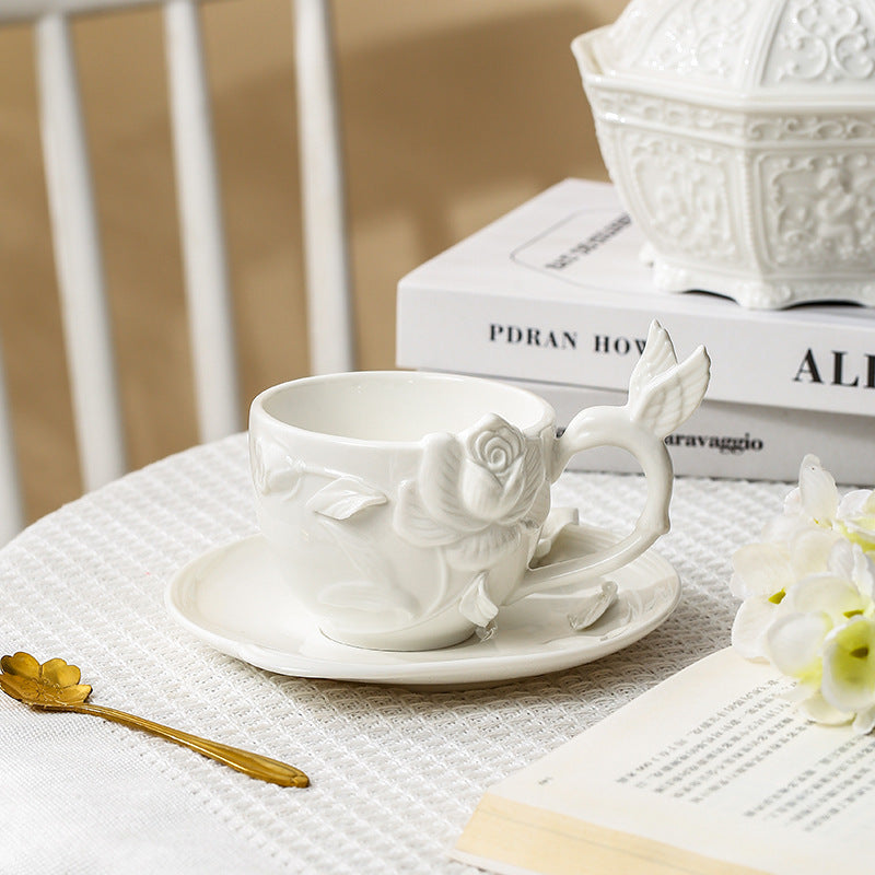 Exquisite Handcrafted Embossed Floral Ceramic Coffee Mug: The Perfect Personalized Gift