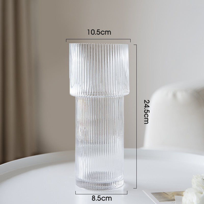 12 Inch Large Glass Vase - Modern Corrugated Vase