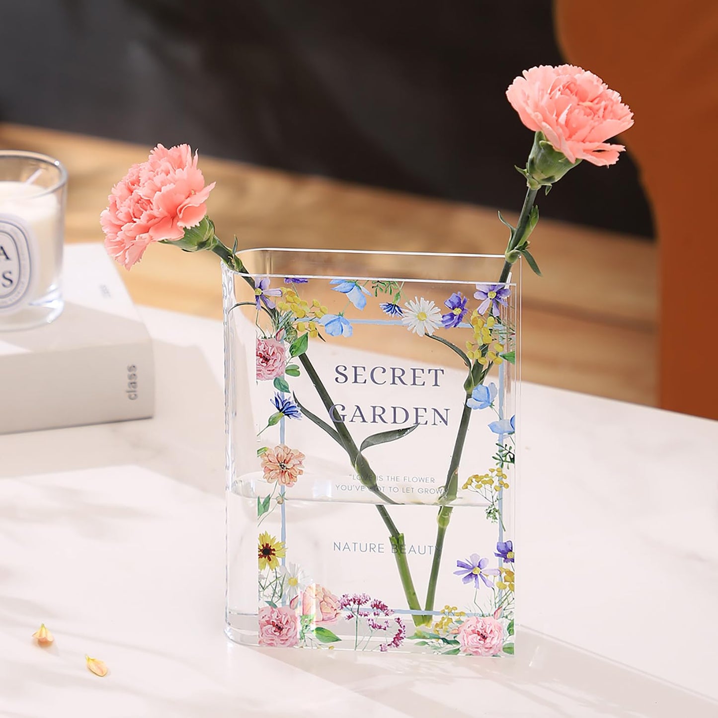 Clear Acrylic Book Shape Vase - Modern Decorative Vase