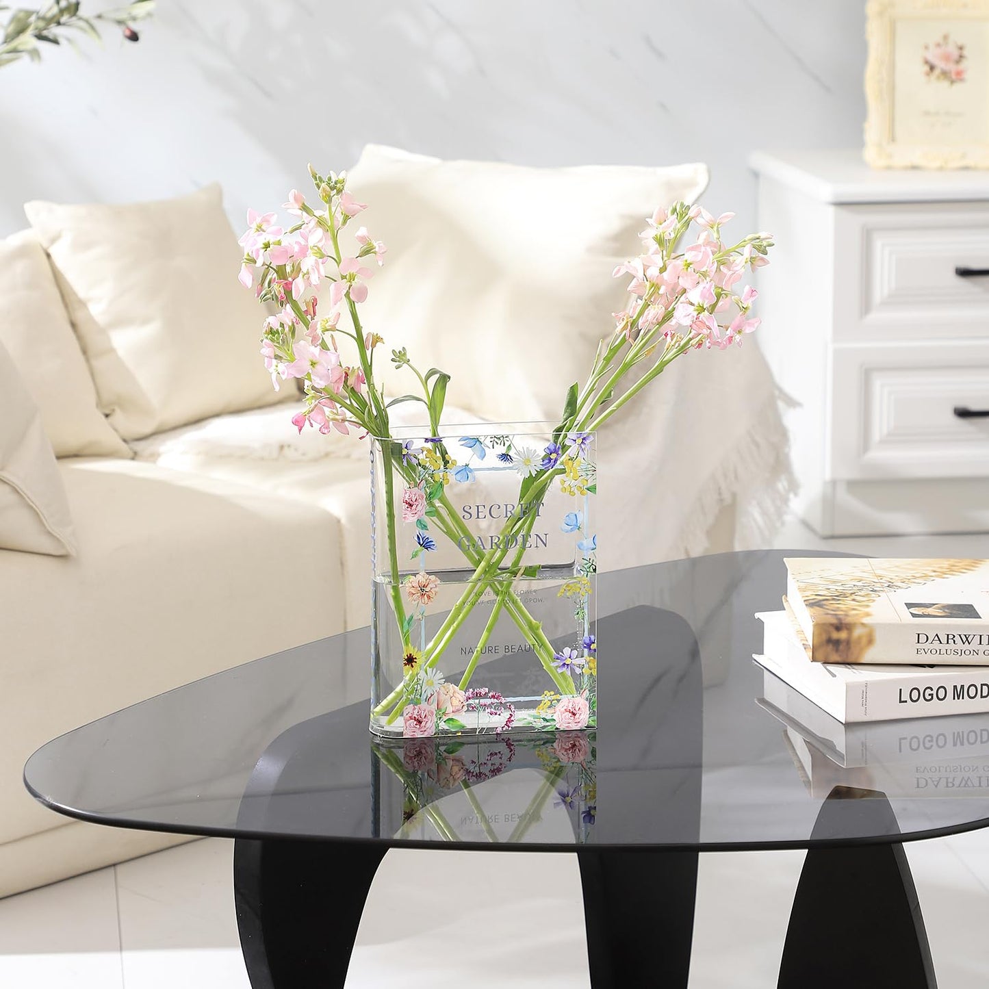 Clear Acrylic Book Shape Vase - Modern Decorative Vase