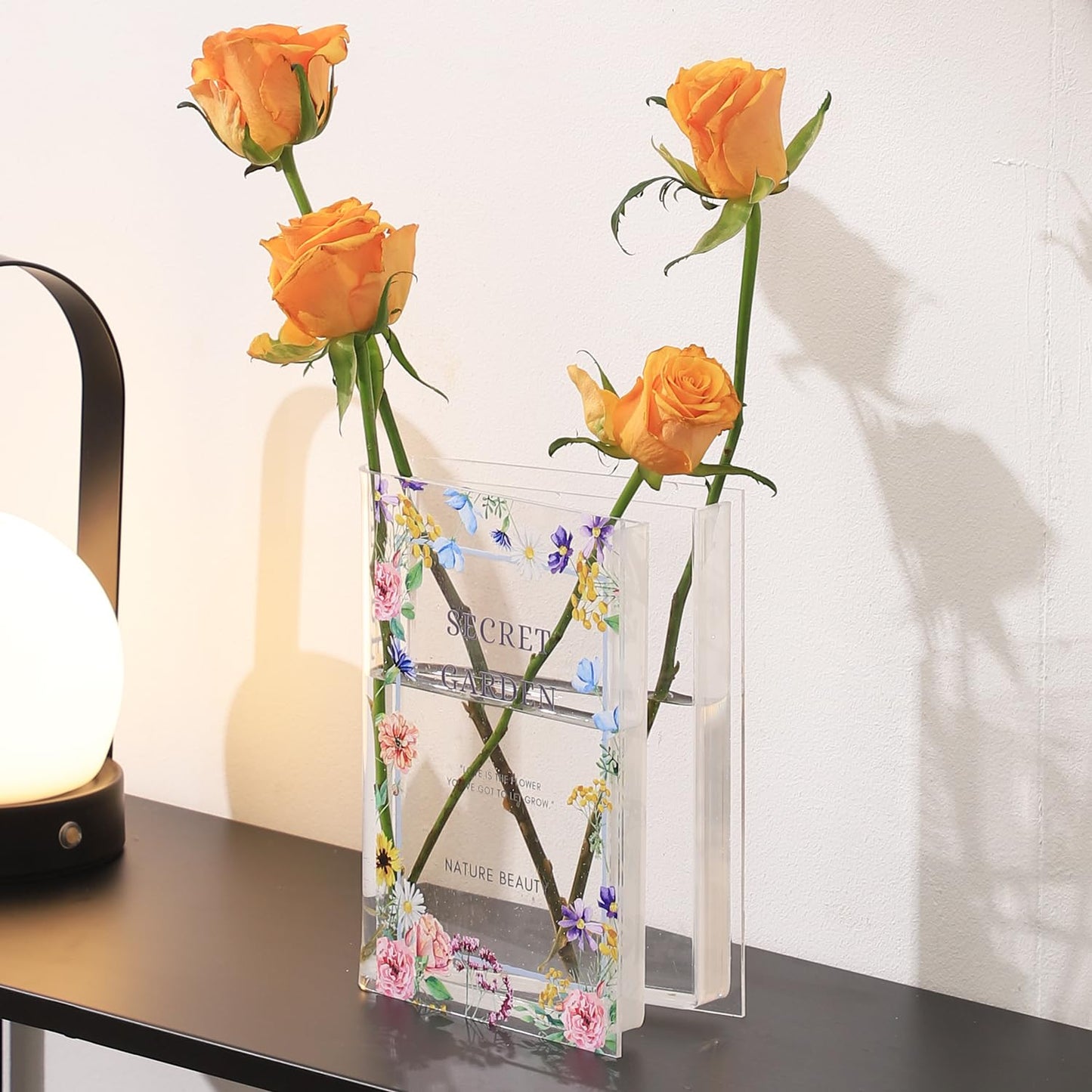 Clear Acrylic Book Shape Vase - Modern Decorative Vase