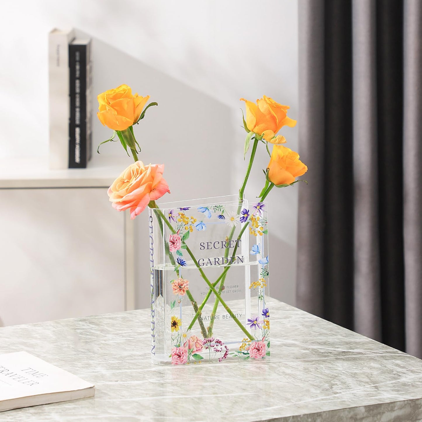 Clear Acrylic Book Shape Vase - Modern Decorative Vase