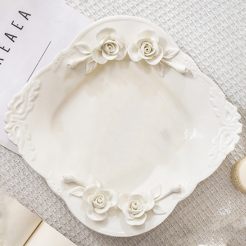 Exquisite Handcrafted Embossed Ceramic Dessert Plate: The Perfect Personalized Gift