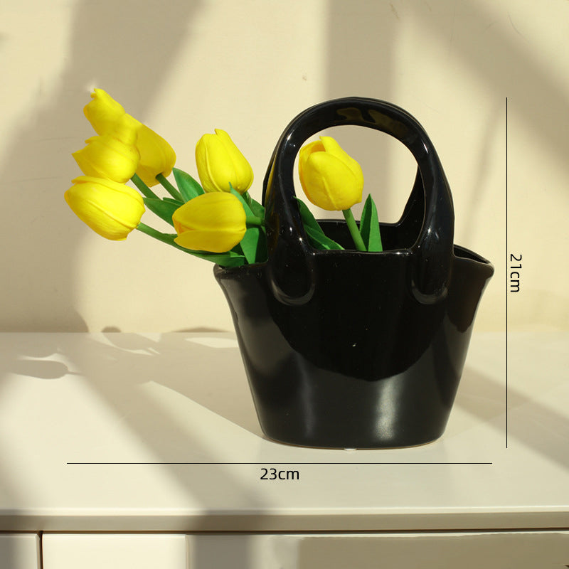 Ins style high value basket ceramic vase