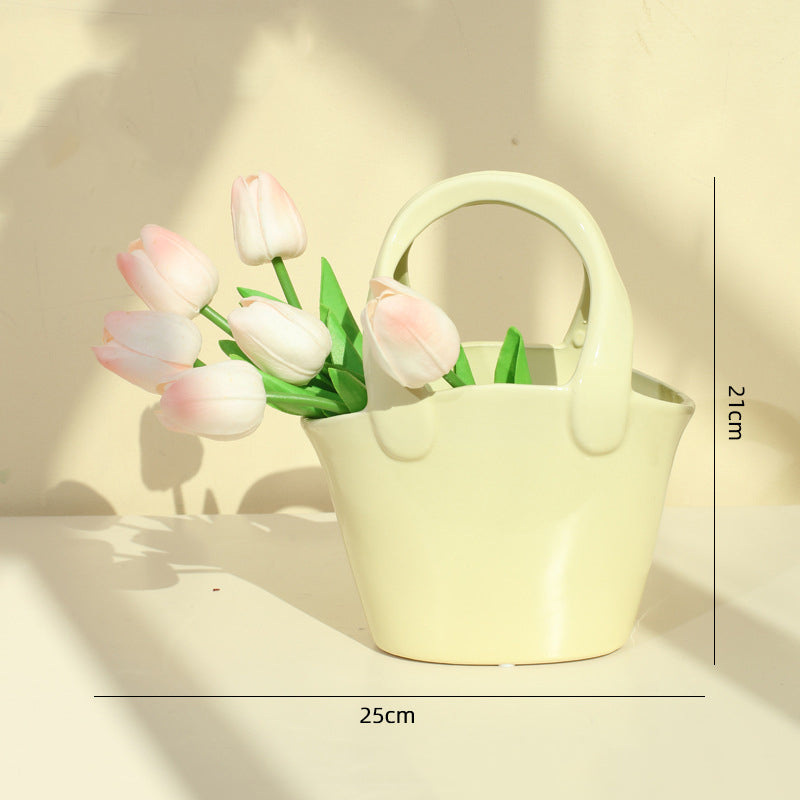 Ins style high value basket ceramic vase