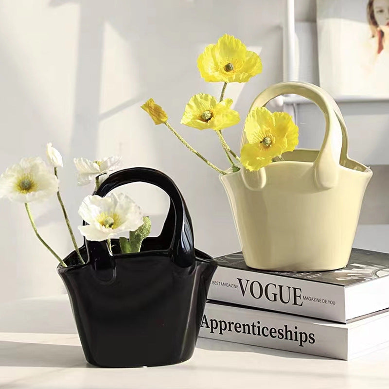 Ins style high value basket ceramic vase